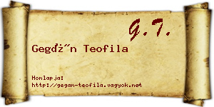 Gegán Teofila névjegykártya